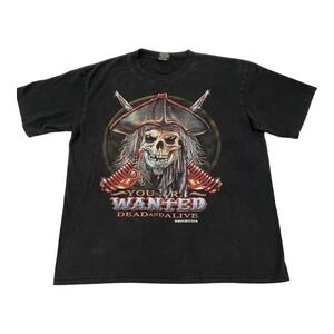 VTG 90s Hot Eagle Pirates of the Caribbean T-Shirt XL Black Movie Archive USA‎